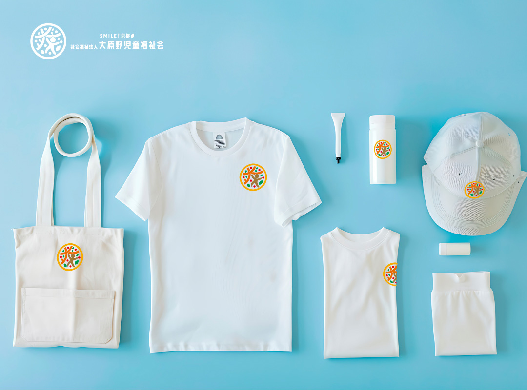 「SMILE！京都」社会福祉法人大原野児童福祉会ロゴマークグッズイメージ